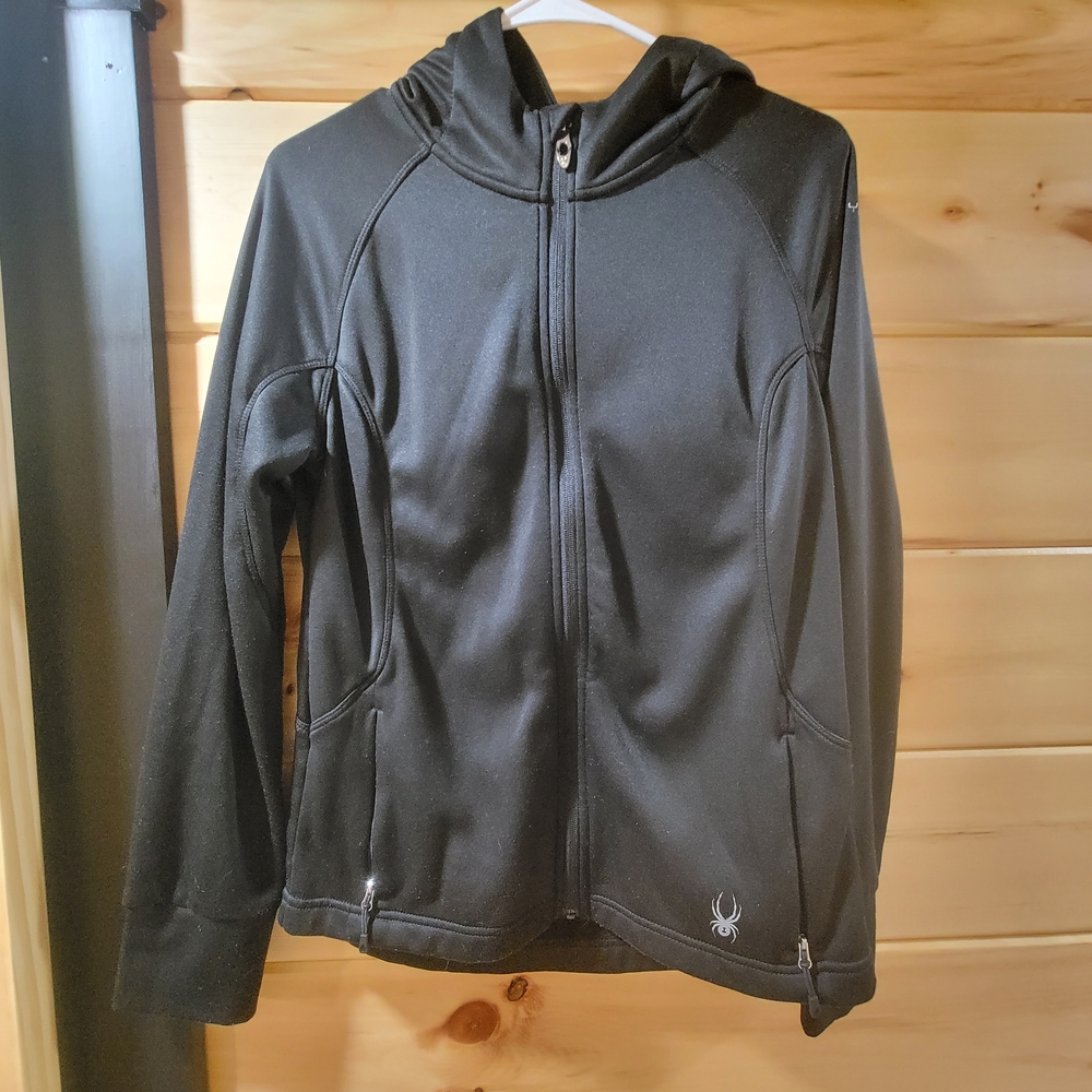 Spyder Black Hooded Zip-Up Jacket